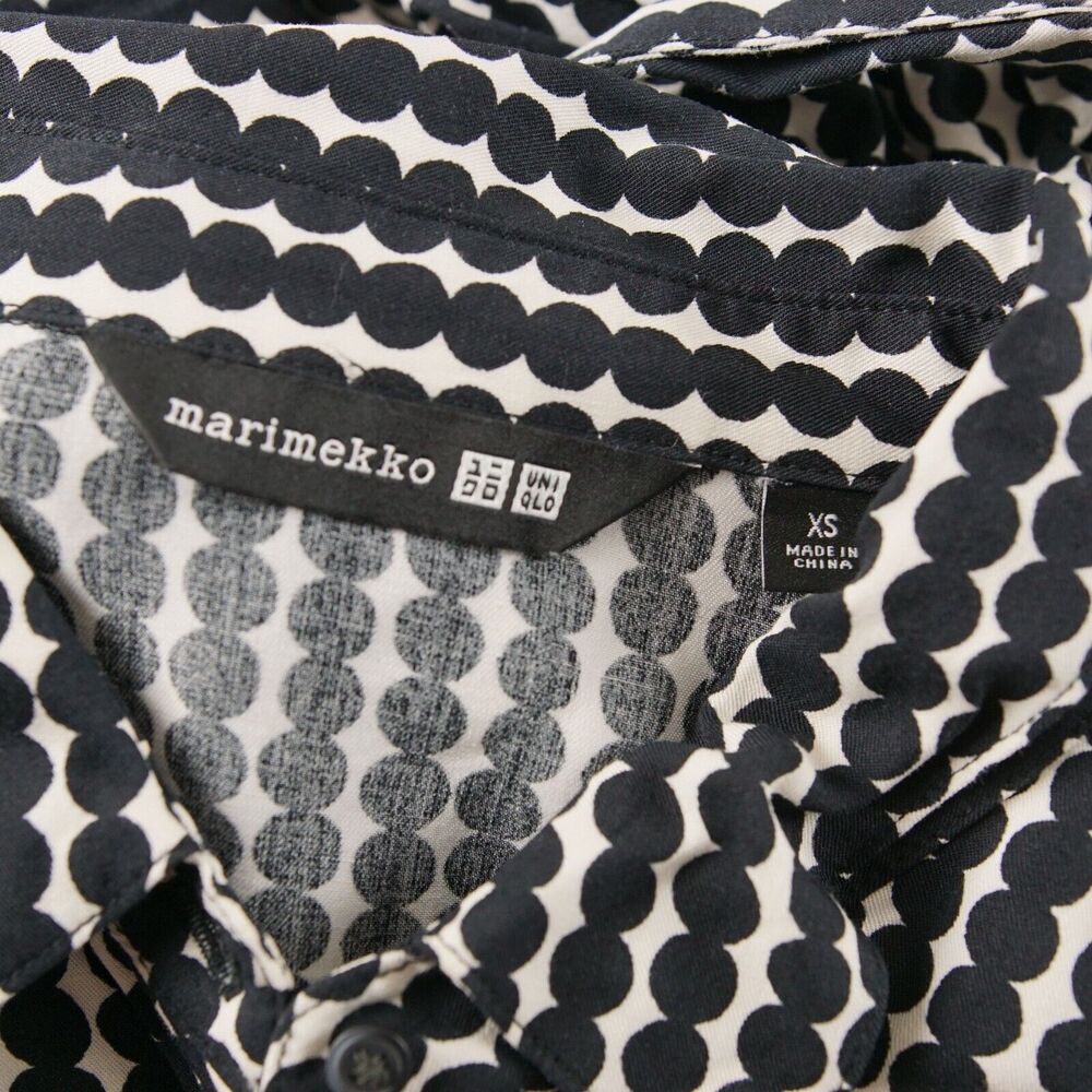 Uniqlo x Marimekko Black Dotted Long Sleeve Belted Jumpsuit Womens sz XS - Picture 5 of 6